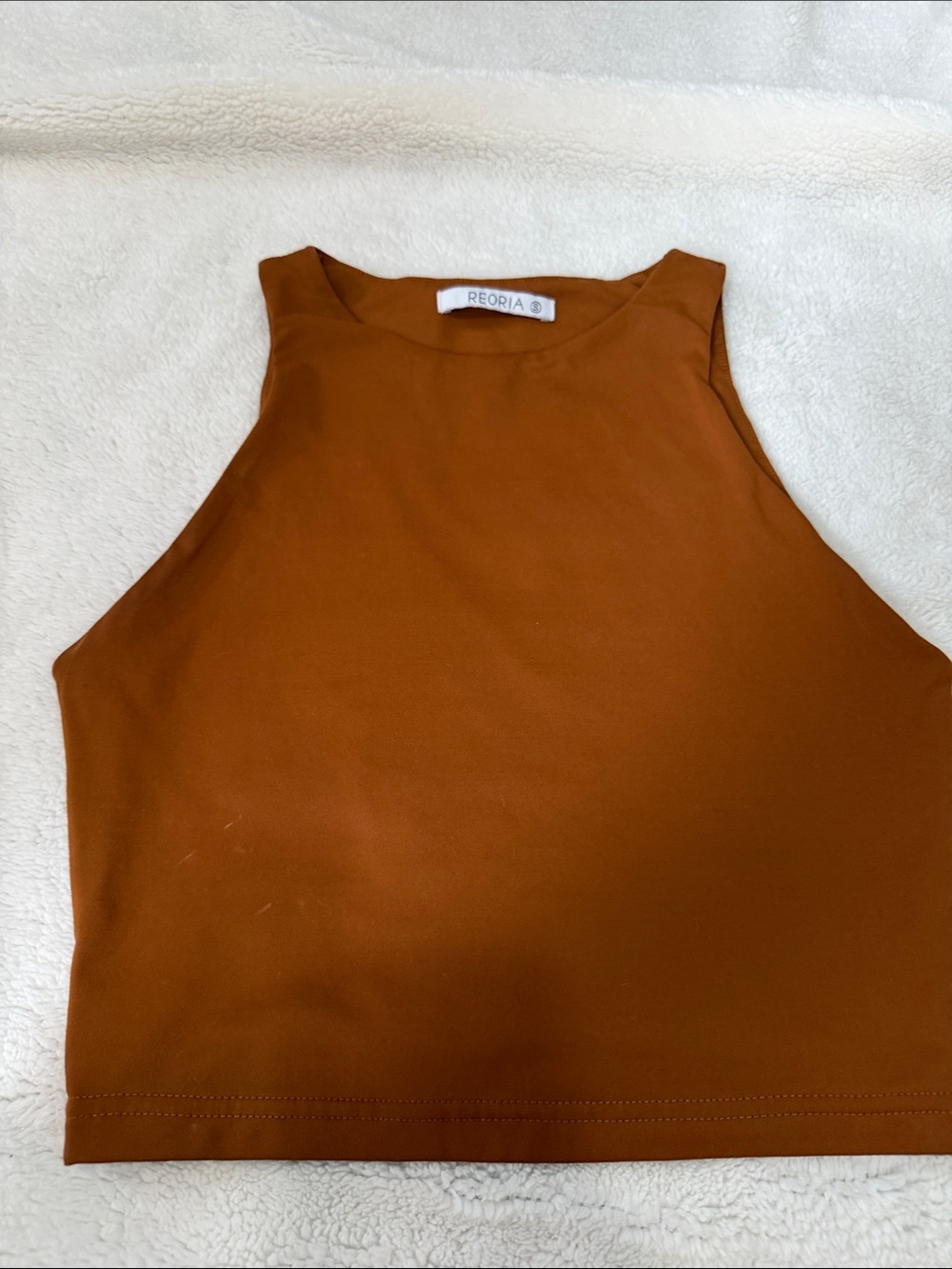 ReoRia Rust Brown Cropped High-Neck Tank